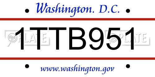 1TTB951 District Of Columbia License Plate