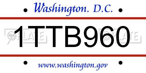 1TTB960 District Of Columbia License Plate
