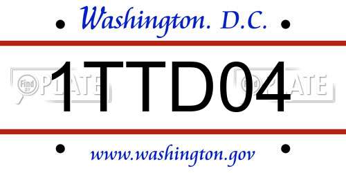 1TTD04 District Of Columbia License Plate