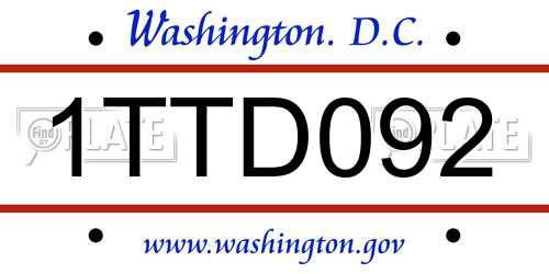 1TTD092 District Of Columbia License Plate