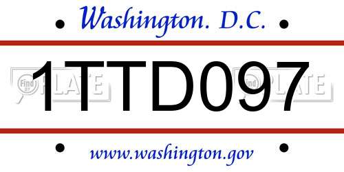 1TTD097 District Of Columbia License Plate