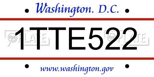 1TTE522 District Of Columbia License Plate