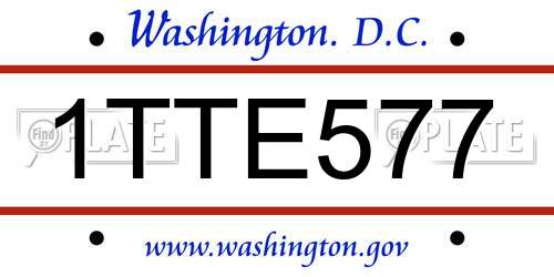 1TTE577 District Of Columbia License Plate