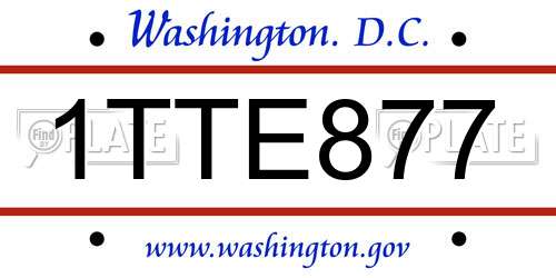1TTE877 District Of Columbia License Plate