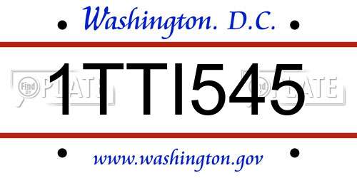 1TTI545 District Of Columbia License Plate