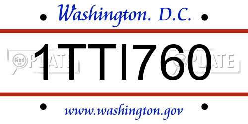1TTI760 District Of Columbia License Plate