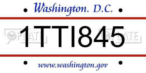 1TTI845 District Of Columbia License Plate