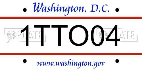 1TTO04 District Of Columbia License Plate
