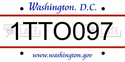 1TTO097 District Of Columbia License Plate