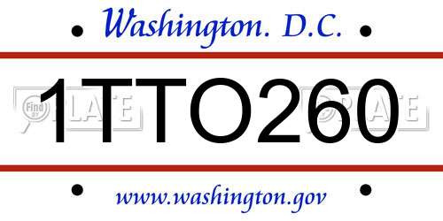 1TTO260 District Of Columbia License Plate