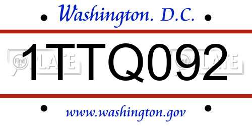 1TTQ092 District Of Columbia License Plate