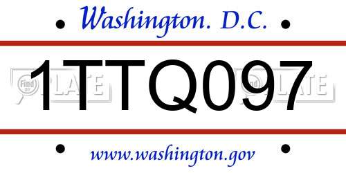1TTQ097 District Of Columbia License Plate
