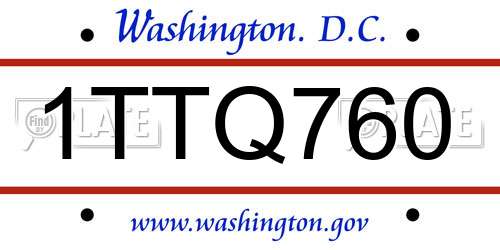 1TTQ760 District Of Columbia License Plate