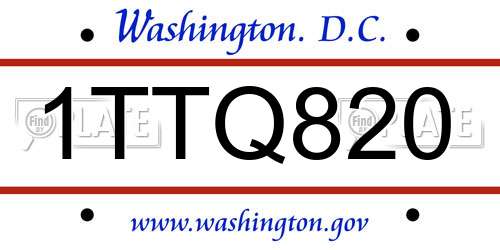 1TTQ820 District Of Columbia License Plate