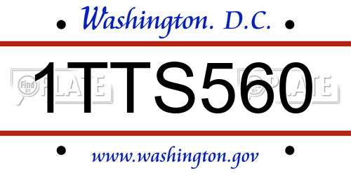 1TTS560 District Of Columbia License Plate