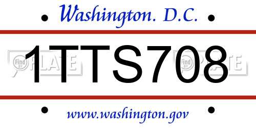 1TTS708 District Of Columbia License Plate