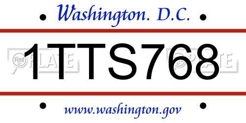 1TTS768 District Of Columbia License Plate