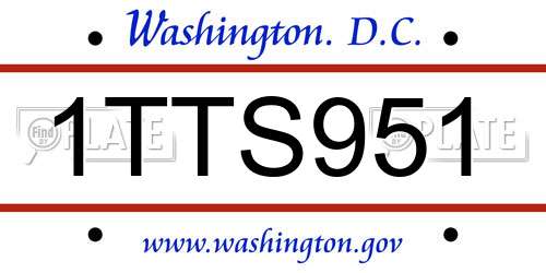 1TTS951 District Of Columbia License Plate
