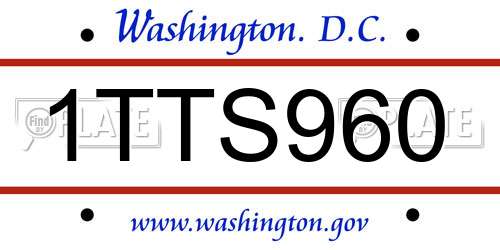 1TTS960 District Of Columbia License Plate