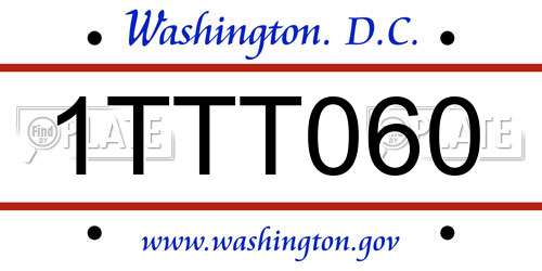 1TTT060 District Of Columbia License Plate