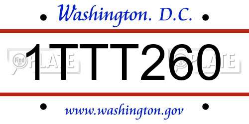 1TTT260 District Of Columbia License Plate