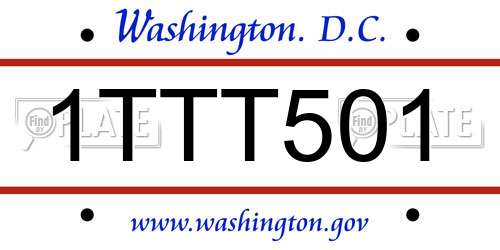 1TTT501 District Of Columbia License Plate