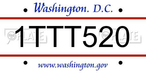 1TTT520 District Of Columbia License Plate