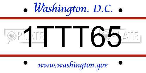 1TTT65 District Of Columbia License Plate