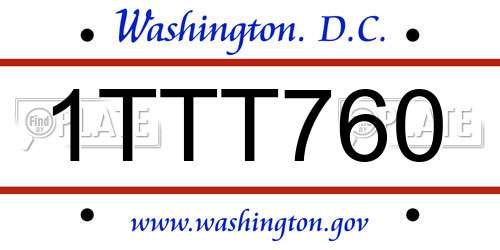 1TTT760 District Of Columbia License Plate