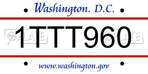 1TTT960 District Of Columbia License Plate