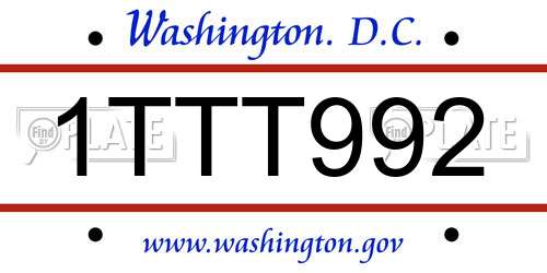 1TTT992 District Of Columbia License Plate