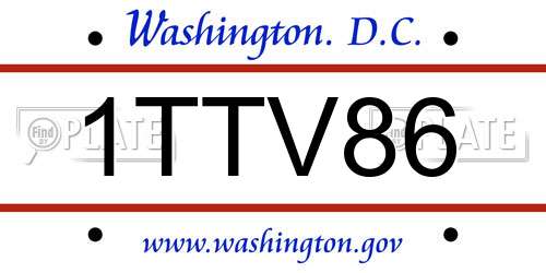 1TTV86 District Of Columbia License Plate
