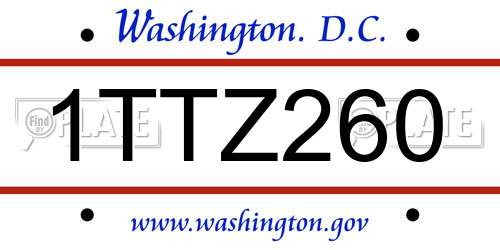 1TTZ260 District Of Columbia License Plate