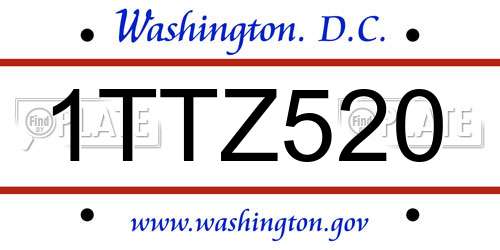 1TTZ520 District Of Columbia License Plate