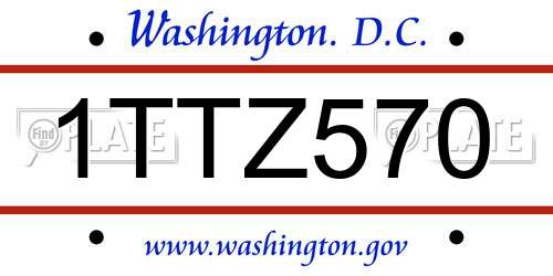 1TTZ570 District Of Columbia License Plate
