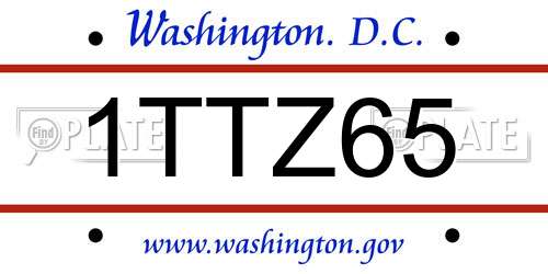 1TTZ65 District Of Columbia License Plate