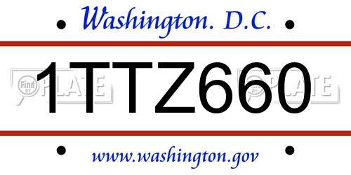 1TTZ660 District Of Columbia License Plate