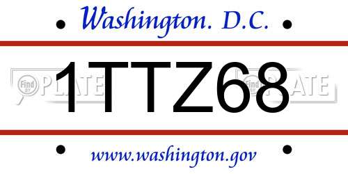 1TTZ68 District Of Columbia License Plate