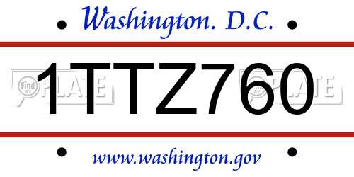 1TTZ760 District Of Columbia License Plate