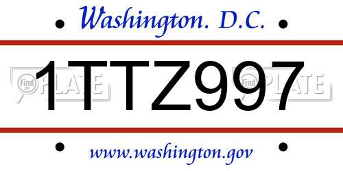 1TTZ997 District Of Columbia License Plate