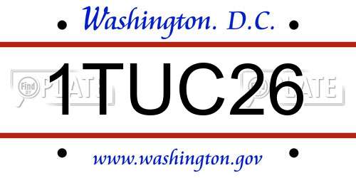 1TUC26 District Of Columbia License Plate