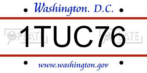 1TUC76 District Of Columbia License Plate