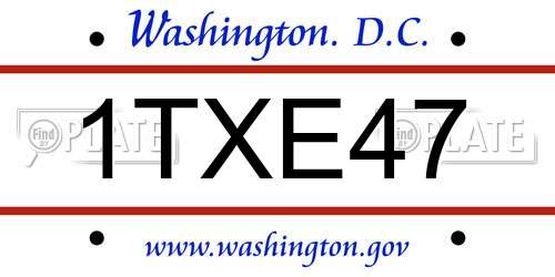 1TXE47 District Of Columbia License Plate