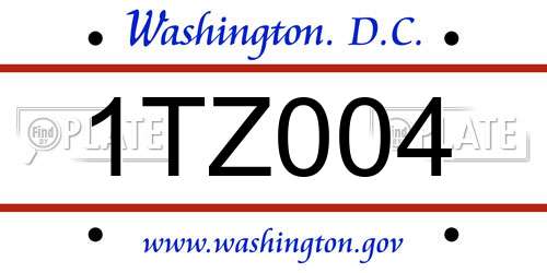 1TZ004 District Of Columbia License Plate