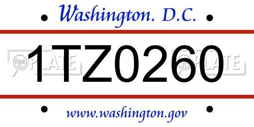 1TZ0260 District Of Columbia License Plate