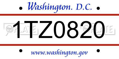 1TZ0820 District Of Columbia License Plate