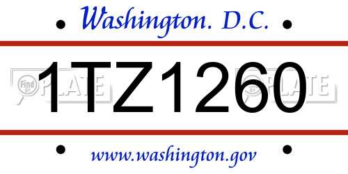 1TZ1260 District Of Columbia License Plate