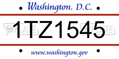1TZ1545 District Of Columbia License Plate