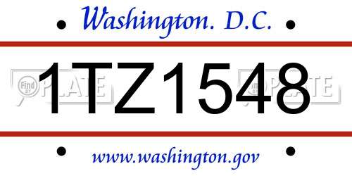 1TZ1548 District Of Columbia License Plate
