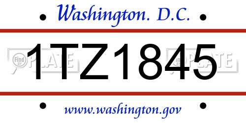 1TZ1845 District Of Columbia License Plate